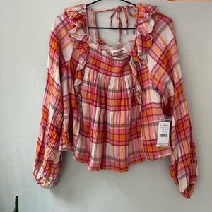 We the Free Plaid Tea Combo Shirt XS NWT